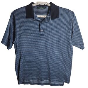 Bobby Jones Polo Shirt Mens Medium Blue Pattern Golf Short Sleeve Casual‎ Top